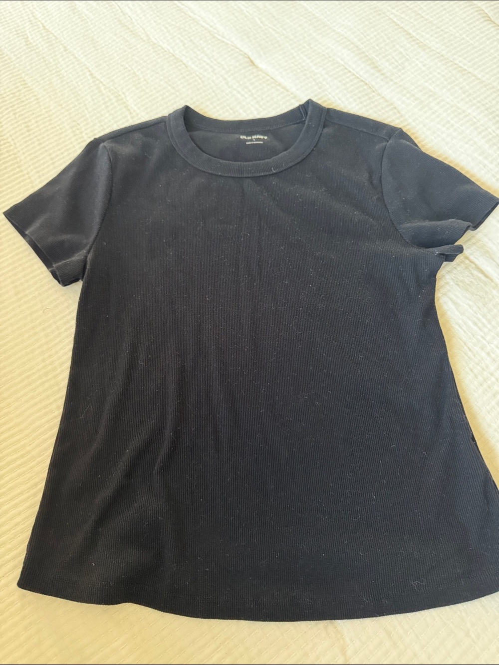Classic Old Navy Black Ribbed Short Sleeve Tee